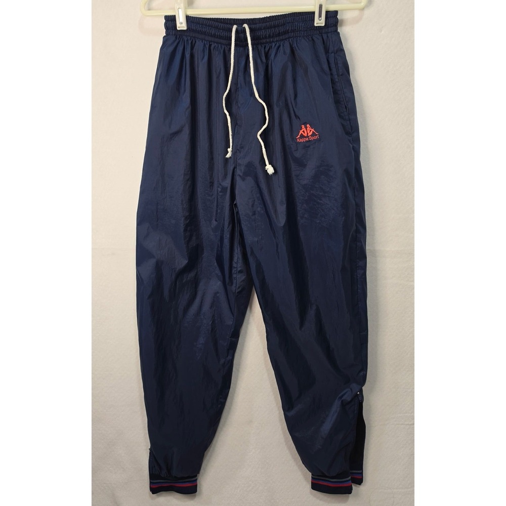 Vintage Kappa Sport Navy Blue 90s Track Pants Nylon Windbreaker Joggers Teens XL